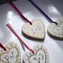 Personalised Couples Initials Ceramic Hanging Heart Valentines Gift, thumbnail 5 of 12