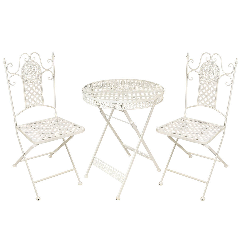 Vintage Ivory Three Piece Bistro Table And Chairs Set By Dibor