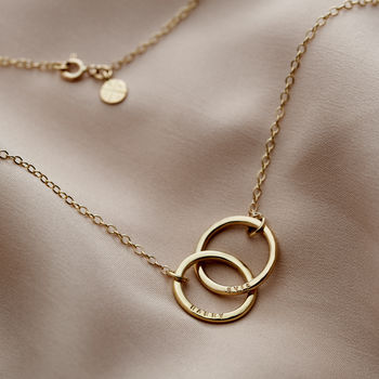 Personalised 9ct Gold Medium Double Hoop Names Necklace, 6 of 8