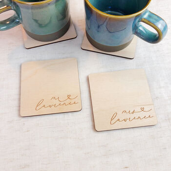 Personalised 'Mr And Mrs' Coaster Set, 2 of 5