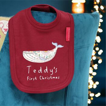 Personalised Nordic Whale First Christmas Bib, 3 of 7