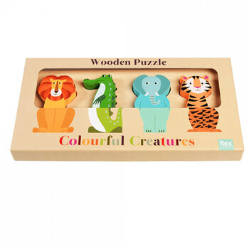 Wild Animals Wooden Puzzle Toddler Gift, 3 of 4