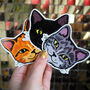 Three Cute Cat Face Vinyl Stickers, thumbnail 1 of 7