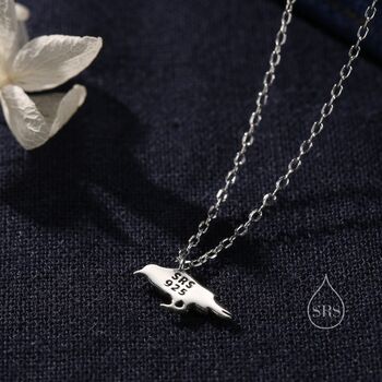 Crow Bird Pendant Necklace In Sterling Silver, 3 of 11