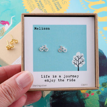 'Life Is A Journey' Bicycle Earrings, 5 of 5