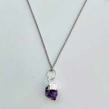 February Birthstone Necklace, Amethyst, Silver Plated, 5 of 8