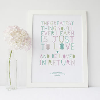 'To Love And Be Loved In Return' Personalised Print, 3 of 10