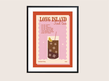 Retro Long Island Iced Tea Cocktail Print, 2 of 4