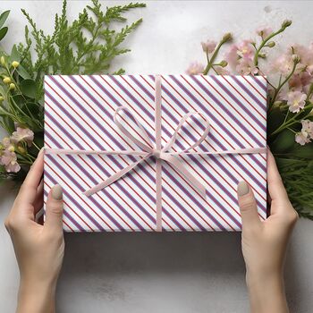 Luxury Striped Gift Wrapping Paper – Blue And Red Design, 3 of 6