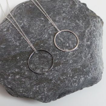 Circle Hammered Sterling Silver Necklace, 6 of 6
