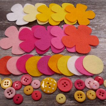 Pinks And Yellows Felt Flower Sewing Kit, 2 of 7