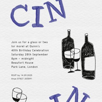 Cin Cin Boozy Birthday Party Invitation, 4 of 4