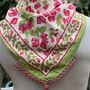 Hand Block Print Scarf Pink And Green Floral, thumbnail 2 of 2