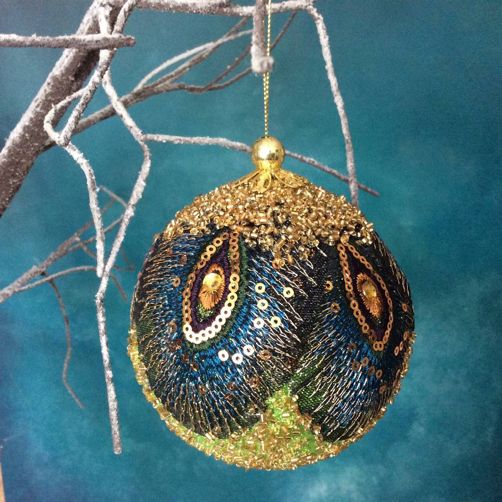 Beaded Peacock Bauble By The Christmas Home 1133