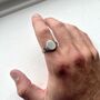 Silver Matte Oval Steel Signet Ring For Men, thumbnail 3 of 11