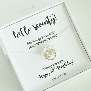 Seven Ring 70th Birthday Necklace Gift, 3 of 4