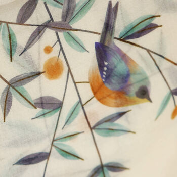Fine Wool Robin Bird Wild And Plum Tree Print Scarf, 7 of 12