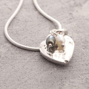 Heart And Pearl Cluster Sterling Silver Pendant, 2 of 5