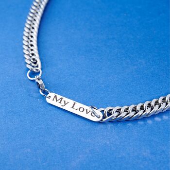 Personalised Silver Stainless Steel Flat Curb Necklace, Cuban Chains, 5 of 10