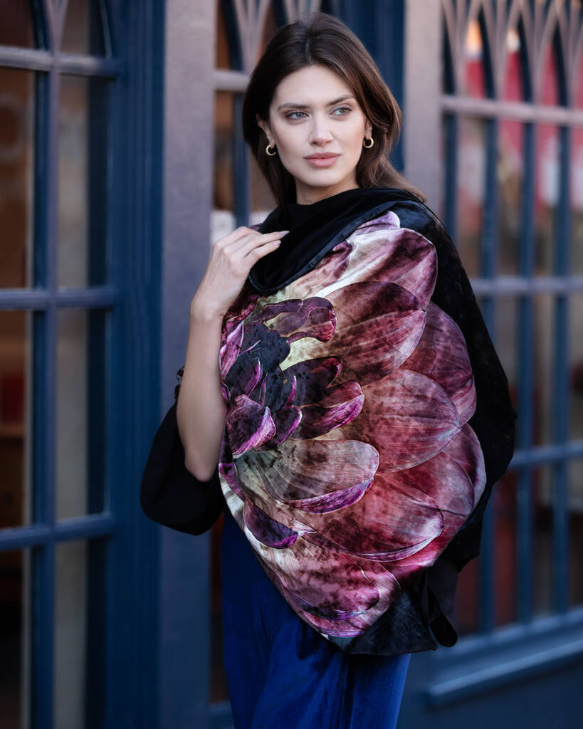 Deep As Dahlias Velvet Stole, 1 of 5