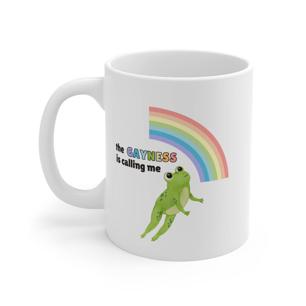 Funny Gay Lgbt Queer Joke Mug Frog And Rainbow, 1 of 7