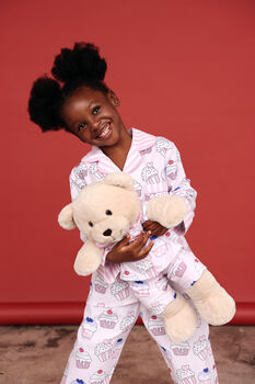 Lulu Girls Cupcake Pyjama Set With Matching Teddy Bear, 4 of 6