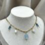 Aquamarine March Birthstone Gold Plated Tarnish Free Charm Necklace, thumbnail 5 of 6
