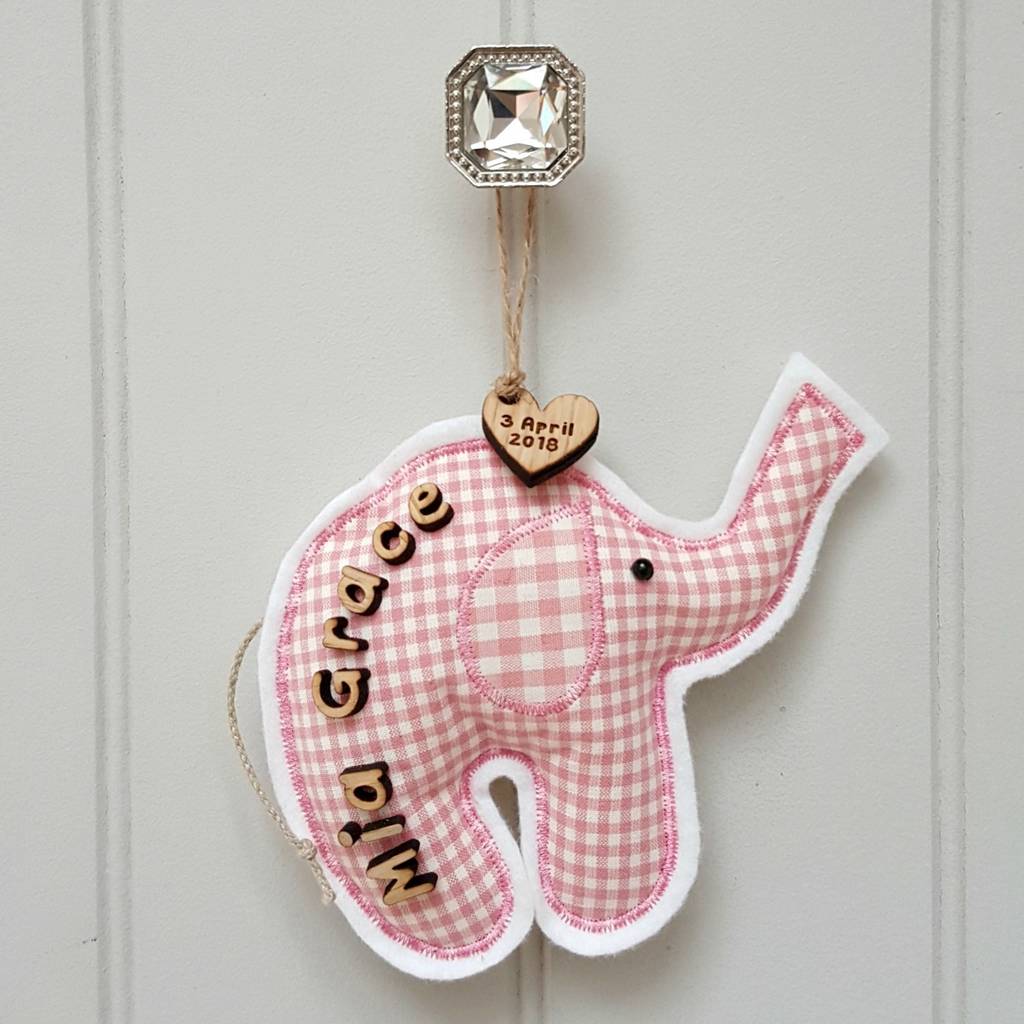 Baby Girls Boys Lucky Elephant Door Hanger, 1 of 4