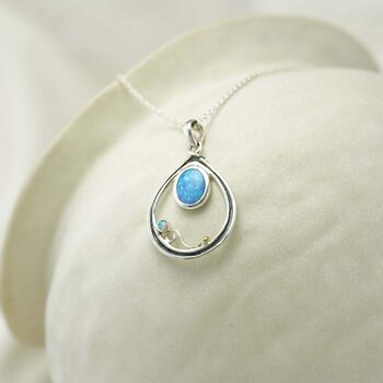 Silver Blue Fire Opal Necklace, 3 of 7