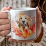Personalised Dog Mug Golden Retriever In An Autumn Wreath, thumbnail 1 of 2