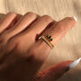 White Topaz Gemstone Paved Gold Band Ring, thumbnail 3 of 6
