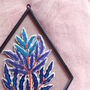 Black Diamond Frame Blue Fern Embroidery, thumbnail 3 of 7