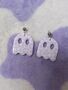 Retro Floral Ghost Halloween Earrings, thumbnail 1 of 2