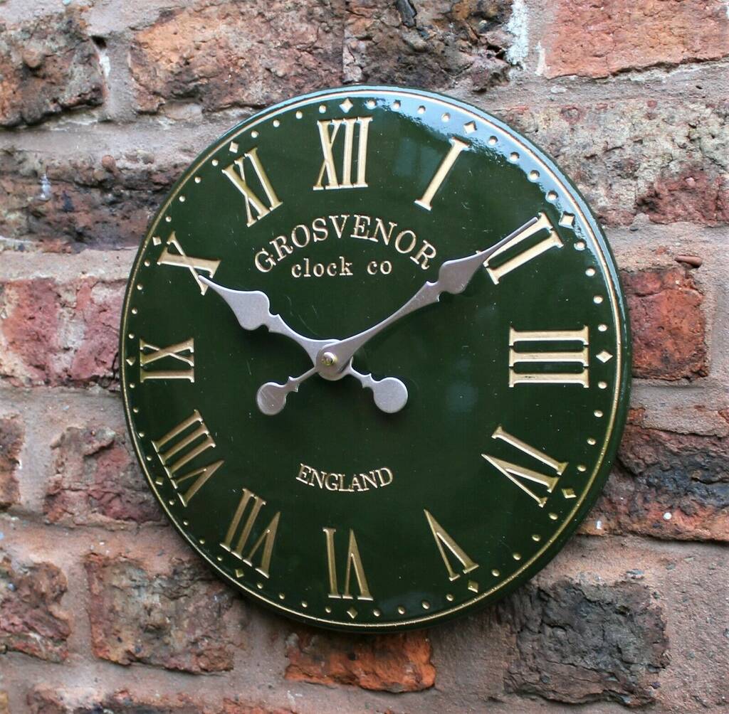 Outdoor indoor Green Garden Wall Clock Hand Painted church clock 