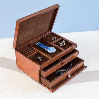 Personalised Leather Jewellery Box With Drawers, 5 of 11