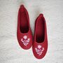 Wool Balleina Slippers Wine Red/ Pink Flowers, thumbnail 1 of 3