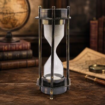 Bronze Hourglass With White Sand And Compass, 7 of 7
