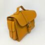 Small Leather Crossbody Satchel Handheld Handbag Canary Yellow With Side Pockets, thumbnail 8 of 9