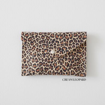Suede Leopard Print Leather Purse | Handmade Envelope Card Holder, 4 of 5