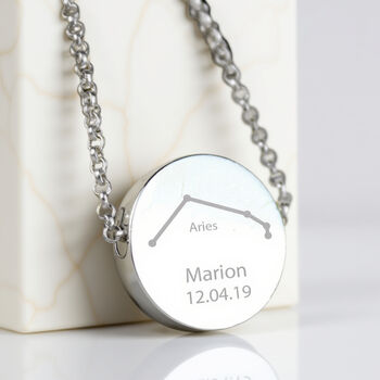 Personalised Aries Zodiac Star Sign Silver Tone Necklace, 3 of 10