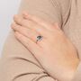 9ct Yellow Gold Blue Topaz And Diamond Halo Ring, thumbnail 2 of 6