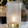 Cordless Grey Ribbed Glass Lamps, thumbnail 2 of 3