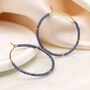 Gold Plated Open Hoop Earrings With Blue / Gold Beads, thumbnail 1 of 4