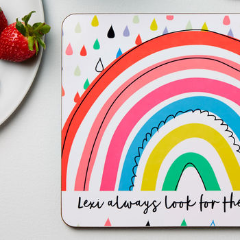 Personalised Children's Pastel Rainbow Placemat Set, 5 of 6