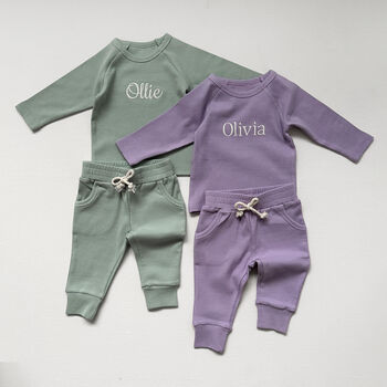 Childrens Personalised Organic Cotton Ribbed Set, 5 of 10