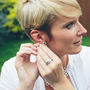 Silver Beaded Ring Earrings With Semi Precious Stone, thumbnail 4 of 5