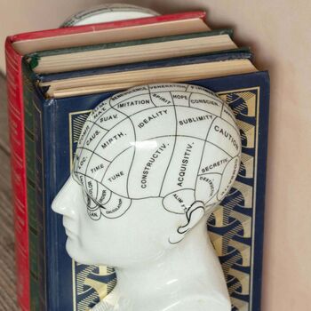 Antiqued Phrenology Head Bookends, 4 of 5