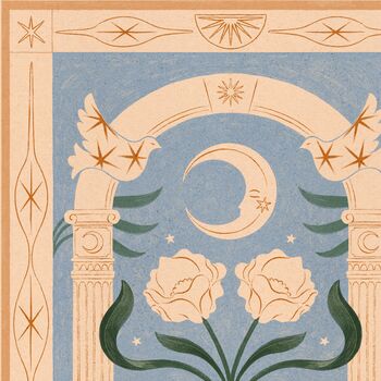 Lunar Bloom, Floral Bohemian Celestial Moon Art Print, Botanical Flower Poster, 3 of 3