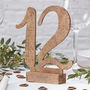 Rose Gold Glitter Wooden Table Numbers One 12, thumbnail 1 of 4