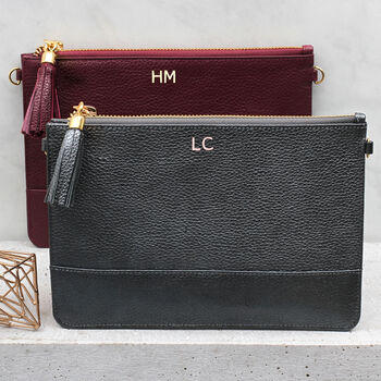 Personalised Luxury Leather Clutch Or Shoulder Bag, 2 of 4